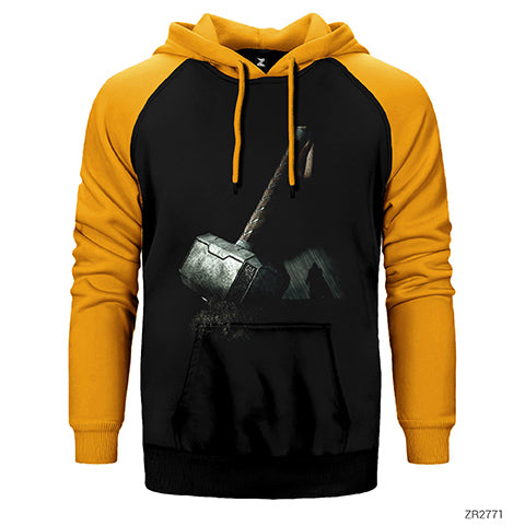 Thor Mjolnir Çift Renk Reglan Kol Sweatshirt / Hoodie