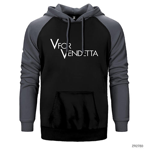 V for Vendetta Logo Çift Renk Reglan Kol Sweatshirt / Hoodie