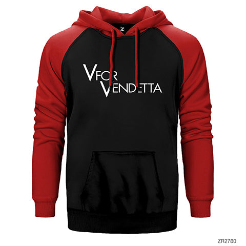 V for Vendetta Logo Çift Renk Reglan Kol Sweatshirt / Hoodie