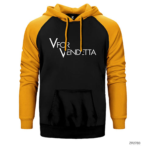 V for Vendetta Logo Çift Renk Reglan Kol Sweatshirt / Hoodie