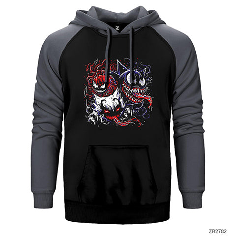 Venom Faces Çift Renk Reglan Kol Sweatshirt / Hoodie