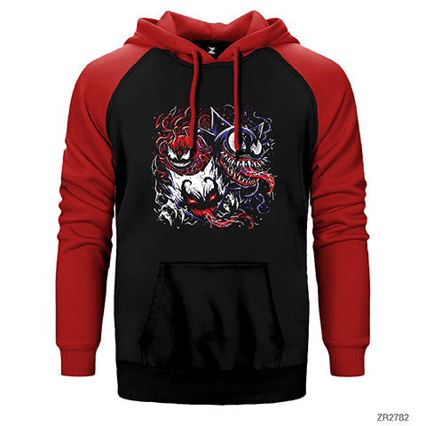 Venom Faces Çift Renk Reglan Kol Sweatshirt / Hoodie