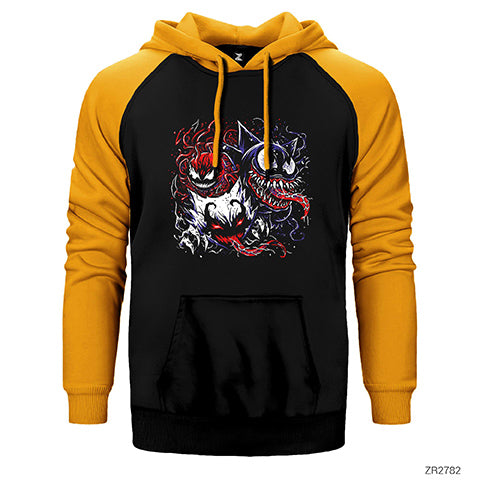 Venom Faces Çift Renk Reglan Kol Sweatshirt / Hoodie