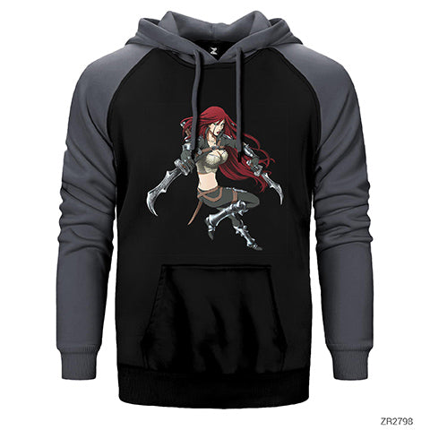 League of Legends Katarina Çift Renk Reglan Kol Sweatshirt / Hoodie