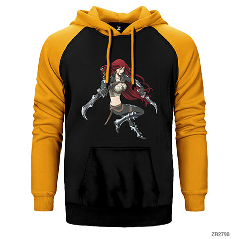 League of Legends Katarina Çift Renk Reglan Kol Sweatshirt / Hoodie