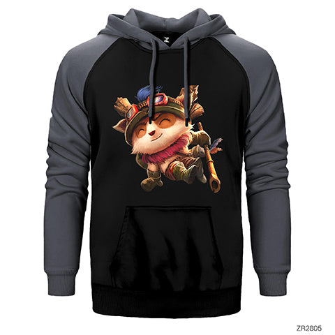 League of Legends Teemo Çift Renk Reglan Kol Sweatshirt / Hoodie