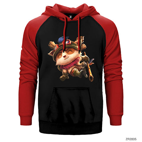 League of Legends Teemo Çift Renk Reglan Kol Sweatshirt / Hoodie