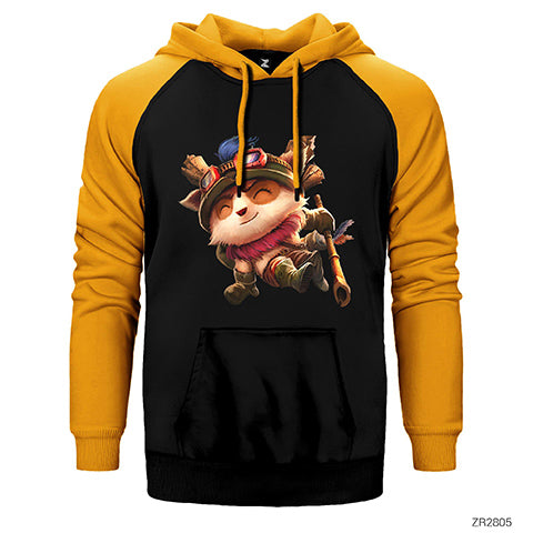 League of Legends Teemo Çift Renk Reglan Kol Sweatshirt / Hoodie