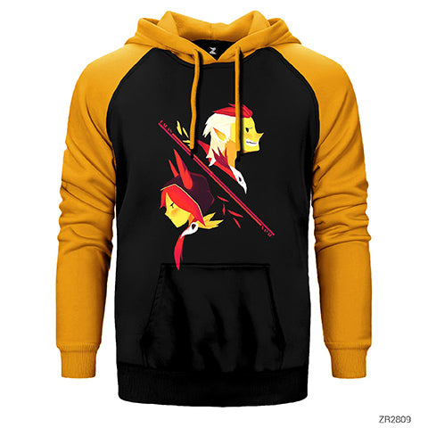 League of Legends Xayah and Rakan Çift Renk Reglan Kol Sweatshirt / Hoodie