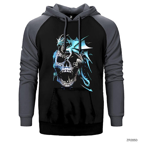 Skull and Drake Çift Renk Reglan Kol Sweatshirt / Hoodie
