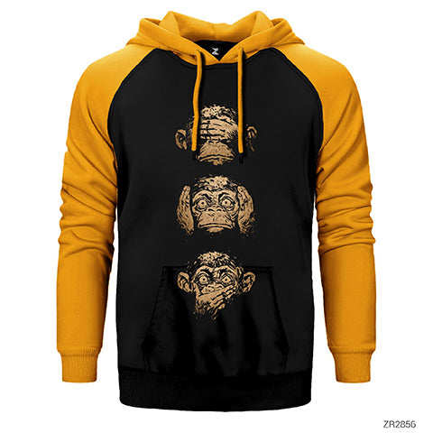 Three Monkey Çift Renk Reglan Kol Sweatshirt / Hoodie