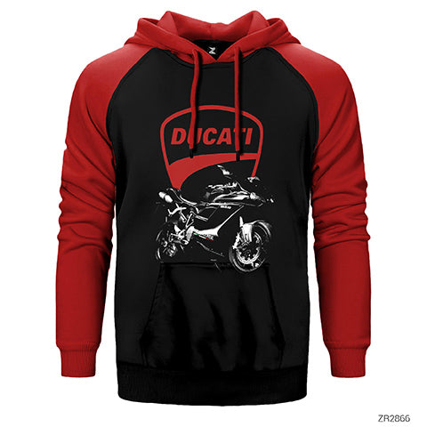 Ducati 848 Evo Black Çift Renk Reglan Kol Sweatshirt / Hoodie