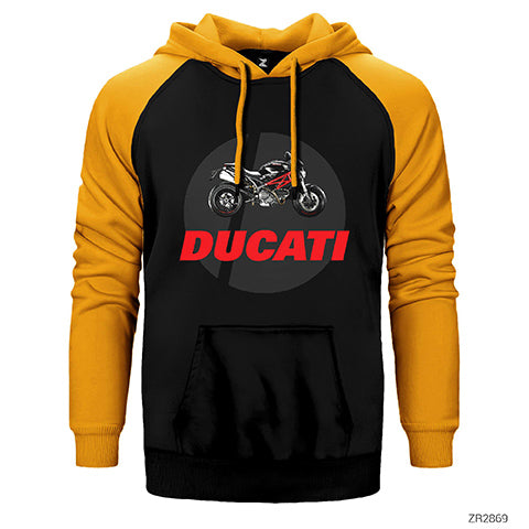 Ducati Monster Çift Renk Reglan Kol Sweatshirt / Hoodie