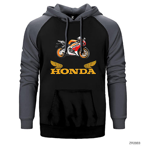 Honda Repsol Çift Renk Reglan Kol Sweatshirt / Hoodie