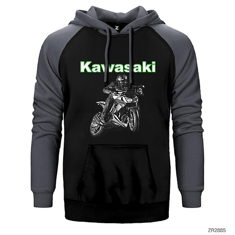 Kawasaki Acro Çift Renk Reglan Kol Sweatshirt / Hoodie