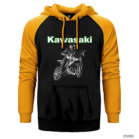 Kawasaki Acro Çift Renk Reglan Kol Sweatshirt / Hoodie