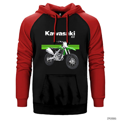 Kawasaki Cross KX 250F Çift Renk Reglan Kol Sweatshirt / Hoodie