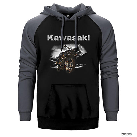 Kawasaki H2 Çift Renk Reglan Kol Sweatshirt / Hoodie
