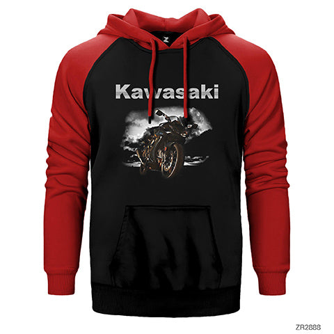 Kawasaki H2 Çift Renk Reglan Kol Sweatshirt / Hoodie