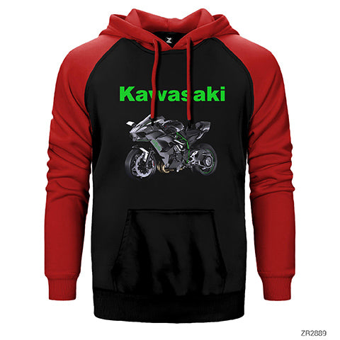 Kawasaki H2R Çift Renk Reglan Kol Sweatshirt / Hoodie