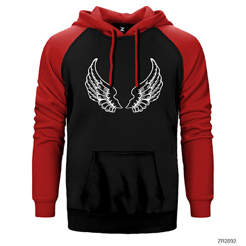 Motocycle Wings Çift Renk Reglan Kol Sweatshirt / Hoodie