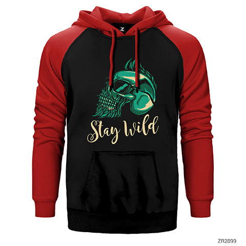 Stay Wild Çift Renk Reglan Kol Sweatshirt / Hoodie