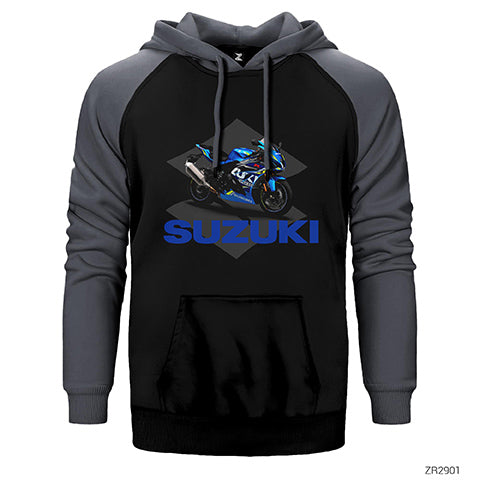 Suzuki GSX-R1000 Çift Renk Reglan Kol Sweatshirt / Hoodie