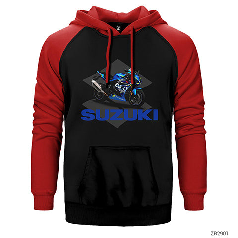 Suzuki GSX-R1000 Çift Renk Reglan Kol Sweatshirt / Hoodie