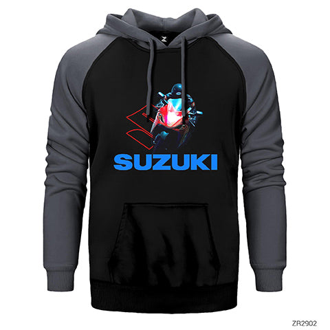 Suzuki Motogp Çift Renk Reglan Kol Sweatshirt / Hoodie