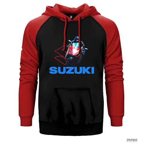 Suzuki Motogp Çift Renk Reglan Kol Sweatshirt / Hoodie