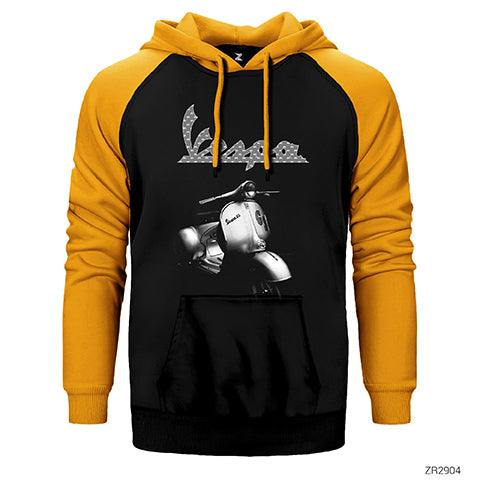 Vespa Scotter Çift Renk Reglan Kol Sweatshirt / Hoodie