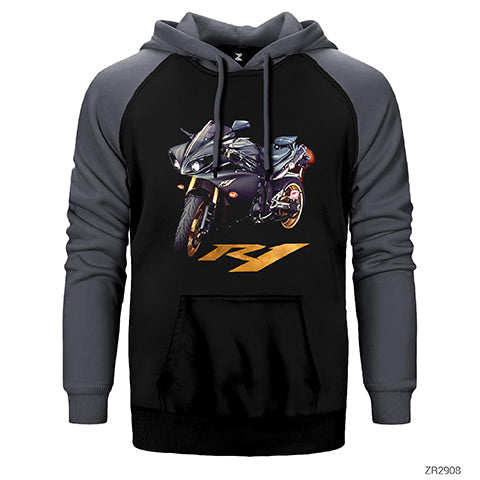 Yamaha R1 Çift Renk Reglan Kol Sweatshirt / Hoodie