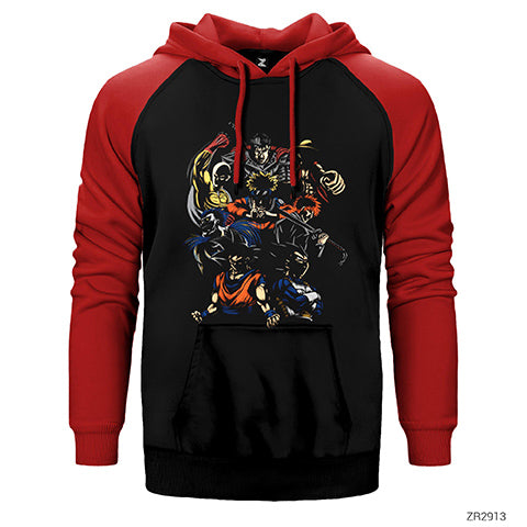 Anime Characters Çift Renk Reglan Kol Sweatshirt / Hoodie