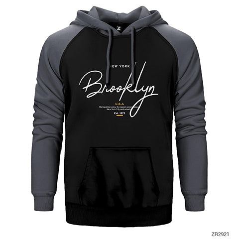 NewYork Brooklyn U.S.A Çift Renk Reglan Kol Sweatshirt / Hoodie