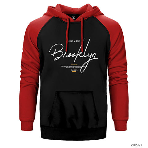 NewYork Brooklyn U.S.A Çift Renk Reglan Kol Sweatshirt / Hoodie