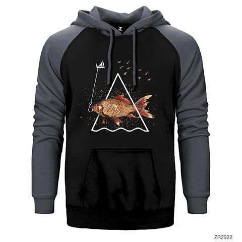 Balık Çift Renk Reglan Kol Sweatshirt / Hoodie