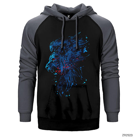 Blue Lion Splash Çift Renk Reglan Kol Sweatshirt / Hoodie