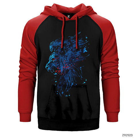 Blue Lion Splash Çift Renk Reglan Kol Sweatshirt / Hoodie