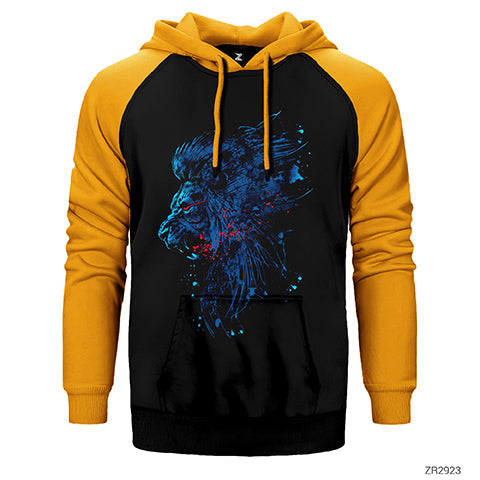 Blue Lion Splash Çift Renk Reglan Kol Sweatshirt / Hoodie