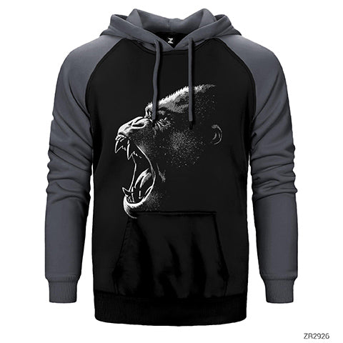 King Kong Face Çift Renk Reglan Kol Sweatshirt / Hoodie