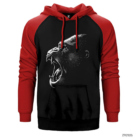 King Kong Face Çift Renk Reglan Kol Sweatshirt / Hoodie