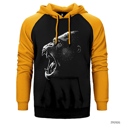 King Kong Face Çift Renk Reglan Kol Sweatshirt / Hoodie