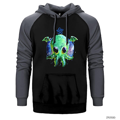 Ahtapot Sevimli Çift Renk Reglan Kol Sweatshirt / Hoodie