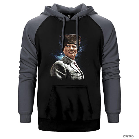 Atatürk Baş Komutan Çift Renk Reglan Kol Sweatshirt / Hoodie