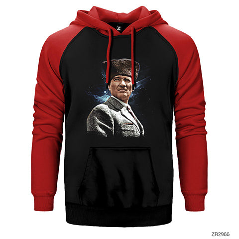 Atatürk Baş Komutan Çift Renk Reglan Kol Sweatshirt / Hoodie