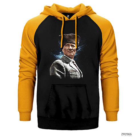 Atatürk Baş Komutan Çift Renk Reglan Kol Sweatshirt / Hoodie