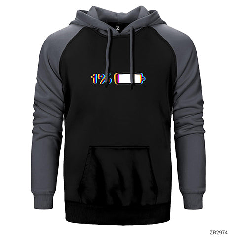 Battery Low Çift Renk Reglan Kol Sweatshirt / Hoodie