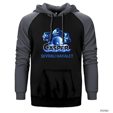Casper Sevimli Hayalet Çift Renk Reglan Kol Sweatshirt / Hoodie