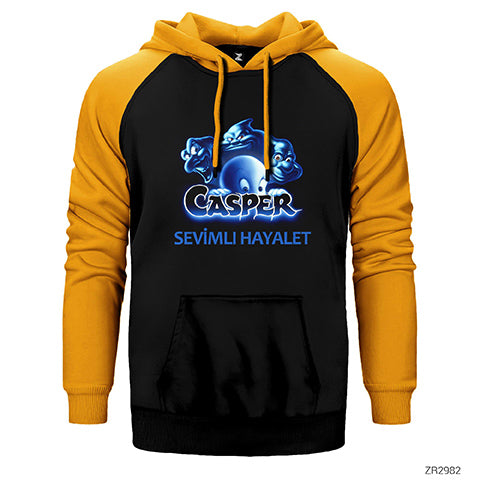 Casper Sevimli Hayalet Çift Renk Reglan Kol Sweatshirt / Hoodie