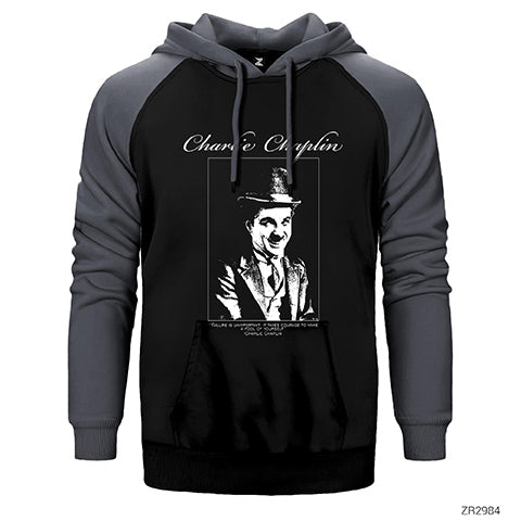 Charlie Chaplin Quotes Çift Renk Reglan Kol Sweatshirt / Hoodie